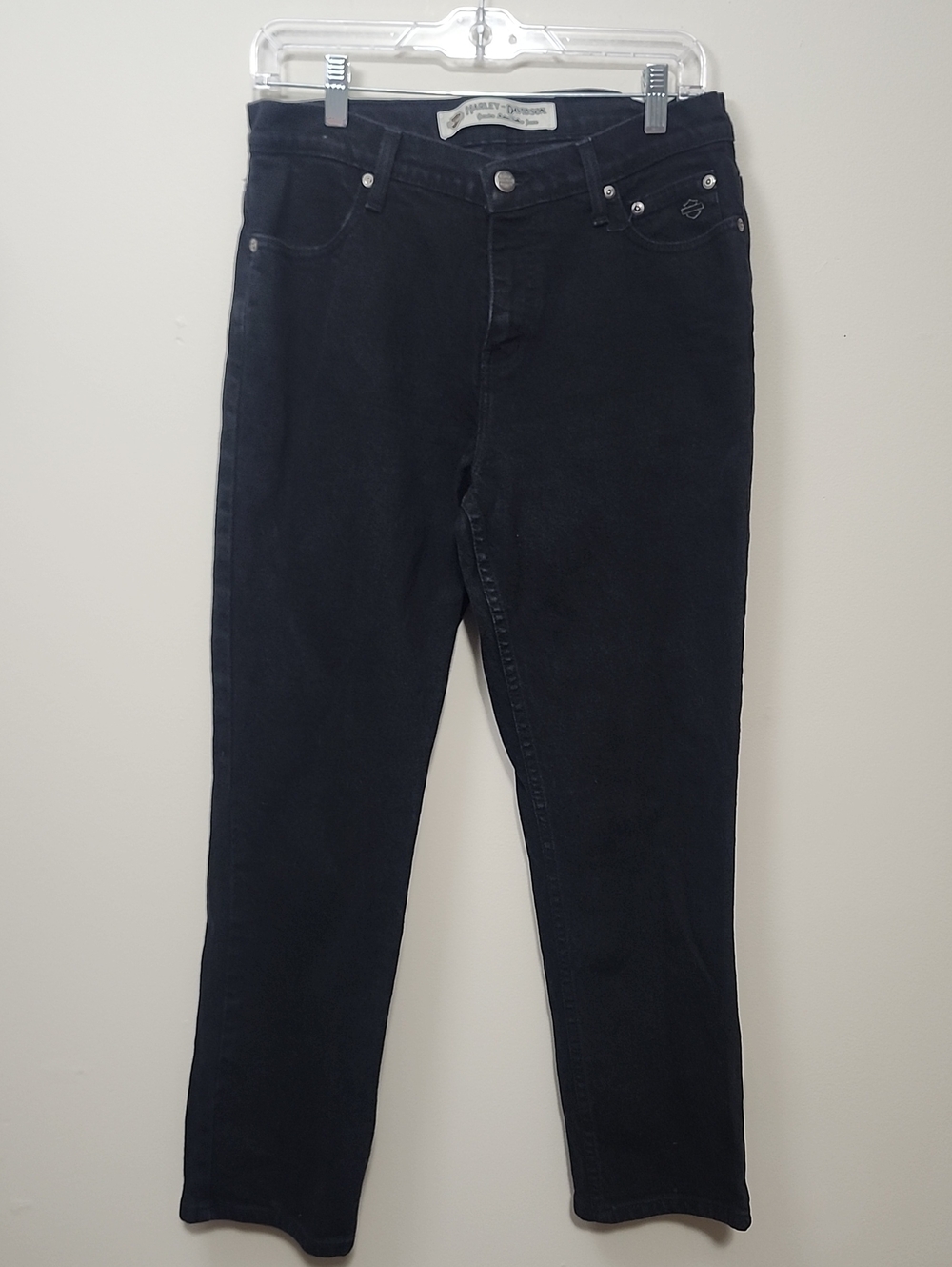 Vintage Harley Davidson Black Straight Leg Jeans 90s Biker Edgy Motorcycle Grung